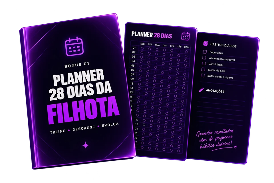 Mockup do planner de 28 dias e acompanhamento de hábitos