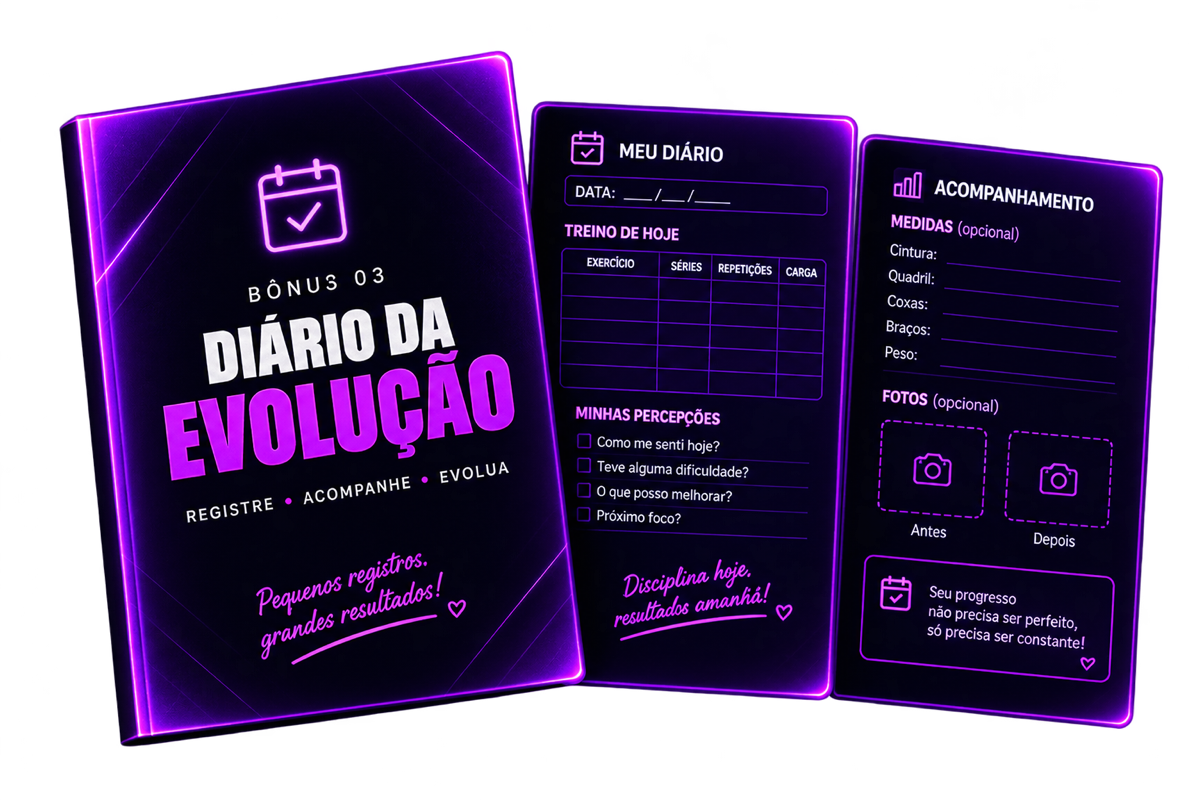 Mockup do diário da evolução para registrar treinos e medidas